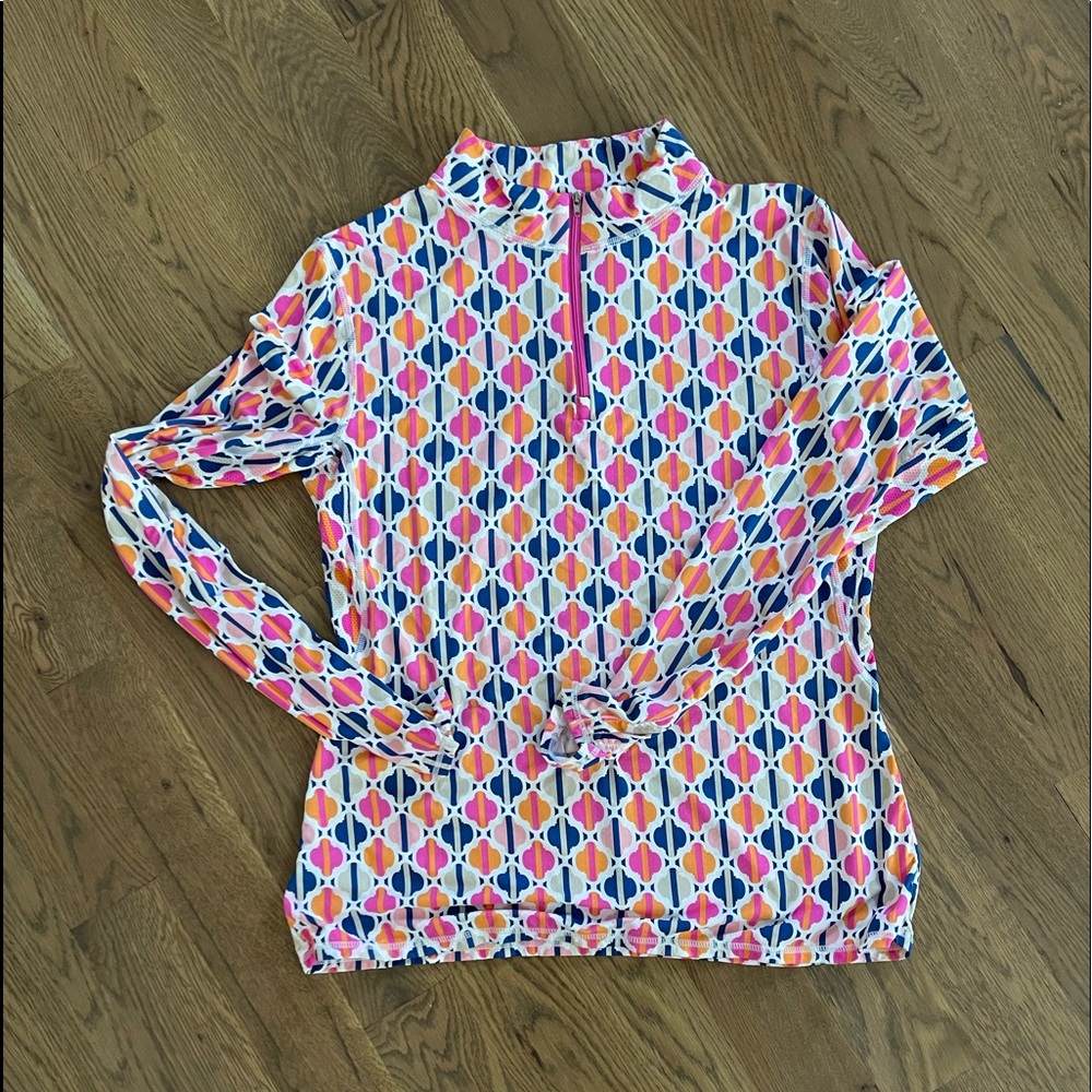 Size L SoLChill by All for Color cooling SPF 50 quarter zip.